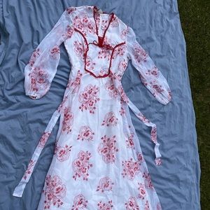 Vintage Montgomery Ward Prairie Maxi Dress Size 17/18 Cottage core Large.